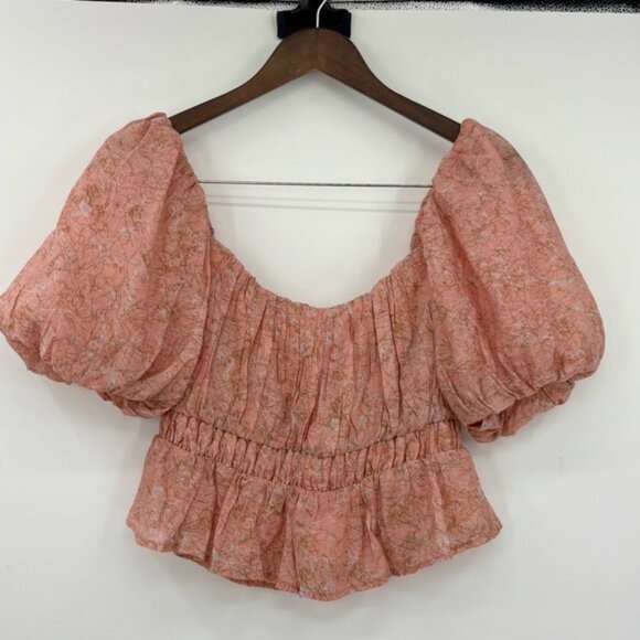 ASTR the Label Theron Botanical Puff Sleeve Smocked Top Size Small - Picture 12 of 13